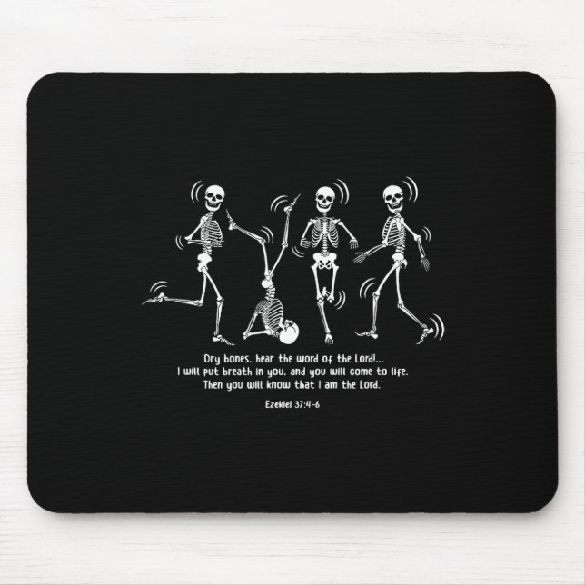 Funny Skeleton Dancing Dry Bones Come Alive Hallow Mouse Mat (Front)
