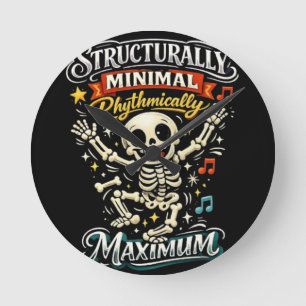  Funny Skeleton Dancing Halloween  Round Clock