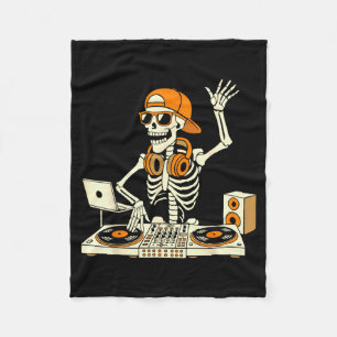 Funny Skeleton Dj Halloween Costume Music Lovers M Fleece Blanket