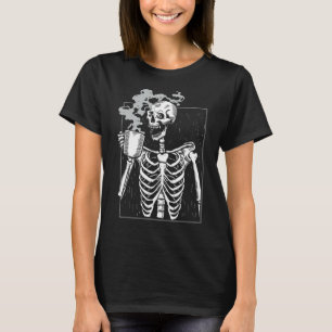 Funny Skeleton Drinking Coffee Caffeine Lover Coff T-Shirt