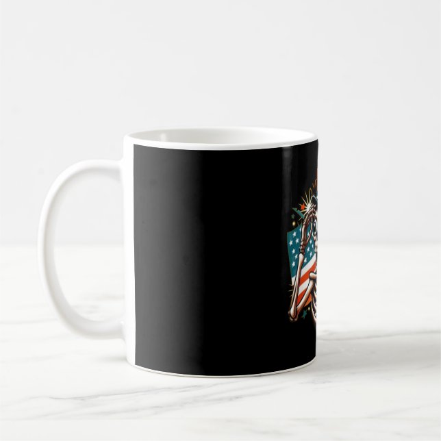 Funny Skeleton Drinking Coffee Mug (Left)