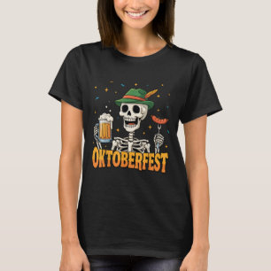 Funny Skeleton Drinking German Beer Men Women T-Shirt