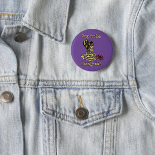 Funny Skeleton Drinking I'm literally Dead Coffee 6 Cm Round Badge