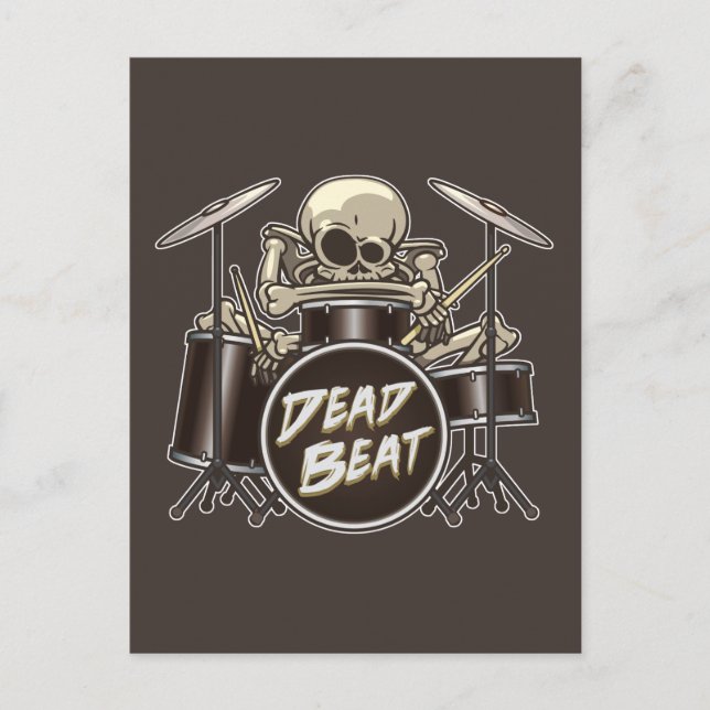 Funny Skeleton Drummer Postcard (Front)