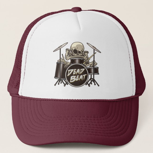 Funny Skeleton Drummer Trucker Hat (Front)