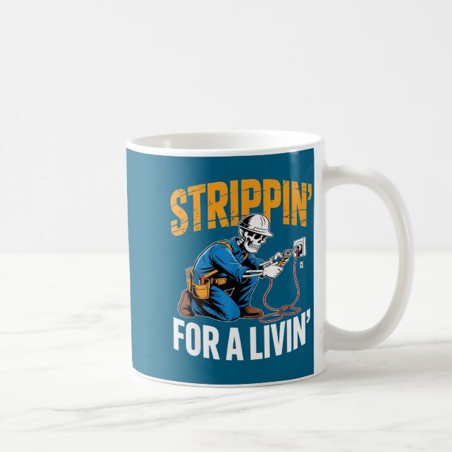 Funny Skeleton Electrician N For A Livin  Coffee Mug (Right)