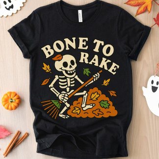 Funny Skeleton Fall Bone to Rake Autumn Halloween Tri-Blend Shirt