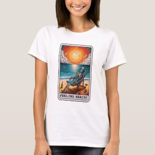 Funny Skeleton Feeling Beachy Tarot T-Shirt