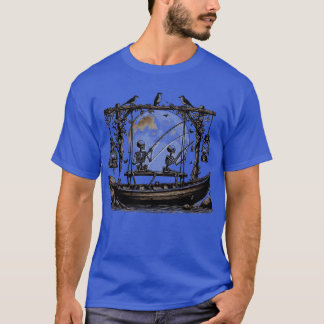 Funny Skeleton Fishing Dad Fathers Day Mon Fishing T-Shirt