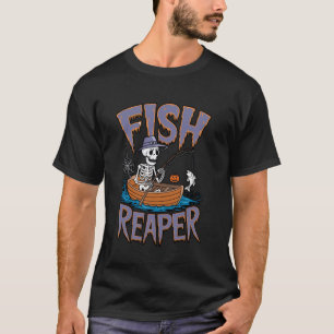 Funny Skeleton Fishing Halloween Fisherman Angler T-Shirt
