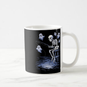Funny Skeleton Fishing Lovers Spooky Halloween Fis Coffee Mug