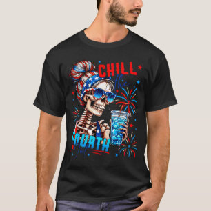 Funny skeleton flag 4th of july cute chill theFunn T-Shirt
