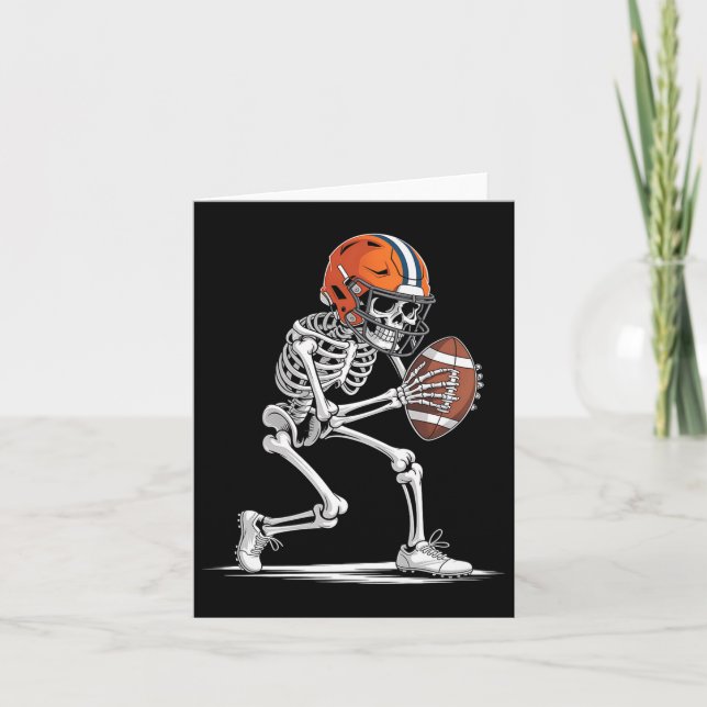 Funny Skeleton Football Halloween Costume Boys Kid Card (Front)
