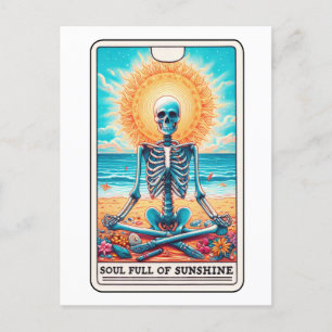 Funny Skeleton Full of Sunshine Meditation Tarot Postcard