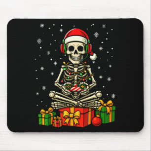 Funny Skeleton Game Controller Xmas Lights Men Wom Mouse Mat