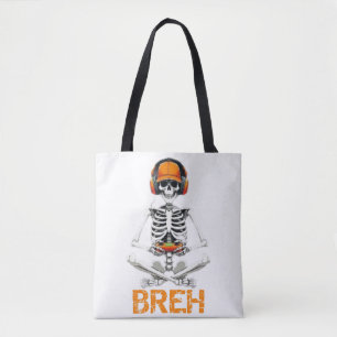 Funny Skeleton Gamer BRUH Halloween Game Tote Bag