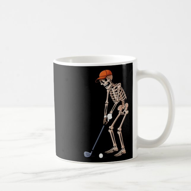 Funny Skeleton Golf Player Golfer Men Dad Hallowee Coffee Mug (Right)