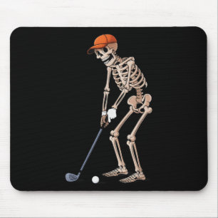 Funny Skeleton Golf Player Golfer Men Dad Hallowee Mouse Mat