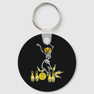 Funny Skeleton Halloween Bowling Shirt Bowler Gift Key Ring
