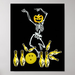 Funny Skeleton Halloween Bowling Shirt Bowler Gift Poster
