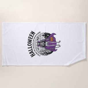 Funny Skeleton Halloween Cape Quote Vintage Design Beach Towel