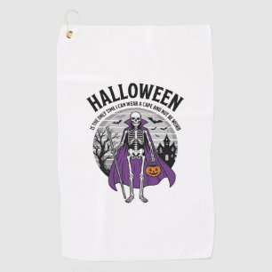 Funny Skeleton Halloween Cape Quote Vintage Design Golf Towel