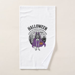 Funny Skeleton Halloween Cape Quote Vintage Design Hand Towel