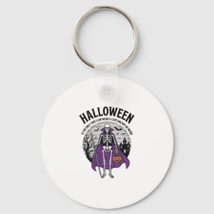 Funny Skeleton Halloween Cape Quote Vintage Design Key Ring