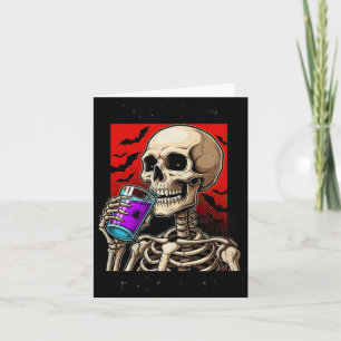 Funny Skeleton Halloween Costume Spooky Party Card