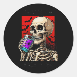 Funny Skeleton Halloween Costume Spooky Party Classic Round Sticker