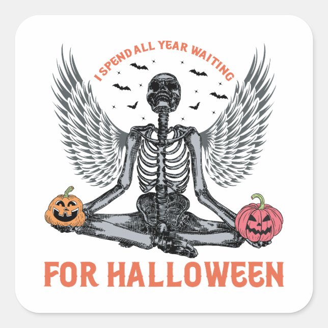 Funny Skeleton Halloween - Countdown to Halloween Square Sticker (Front)