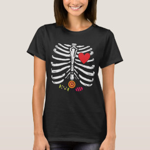 Funny Skeleton Halloween Heart Candies T-Shirt