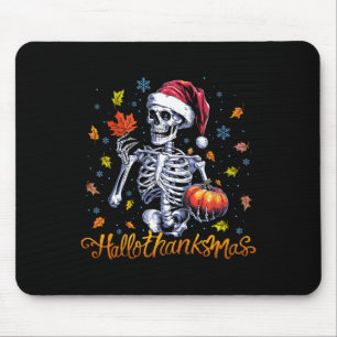 Funny Skeleton Halloween Mery Christmas Happy Hall Mouse Mat