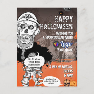 Funny Skeleton Halloween Postcard Mic Party Design