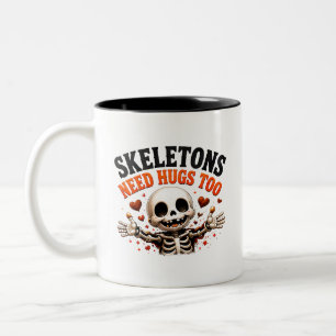 🤍 Funny Skeleton Halloween Saying 💀 Two-Tone Coffee Mug