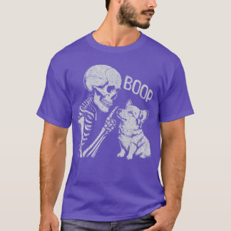 Funny Skeleton Hand Goth Boop Corgi Dog Nose Hallo T-Shirt