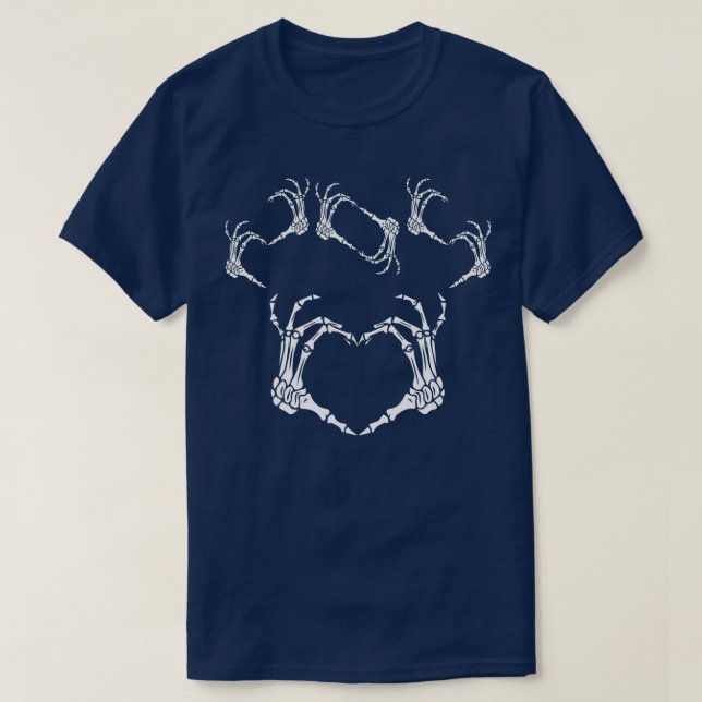 Funny Skeleton Hand Heart Sign Bones Halloween Des T-Shirt (Design Front)