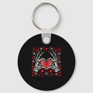Funny Skeleton Hand Heart Valentines Day Bones Lov Key Ring