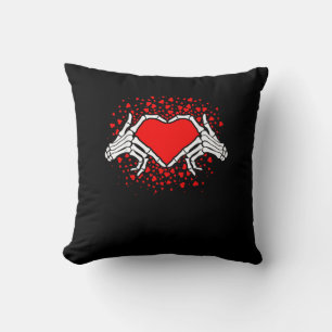 Funny Skeleton Hand Heart Valentines Day Cushion