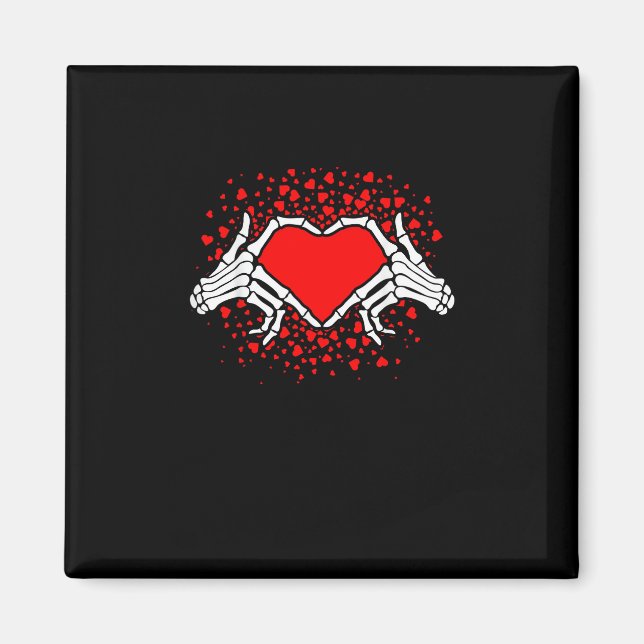 Funny Skeleton Hand Heart Valentines Day Magnet (Front)