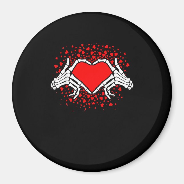 Funny Skeleton Hand Heart Valentines Day Magnet (Front)
