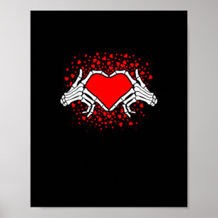 Funny Skeleton Hand Heart Valentines Day Poster