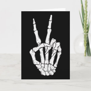 Funny Skeleton Hands Peace Sign Love Halloween Cos Card