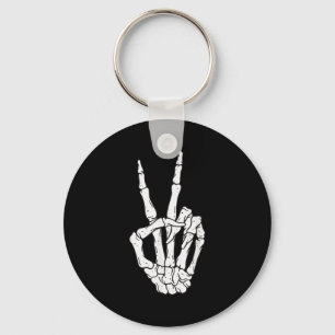 Funny Skeleton Hands Peace Sign Love Halloween Cos Key Ring