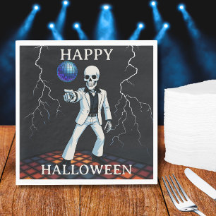 Funny Skeleton Haunted Disco Halloween Party Napkin