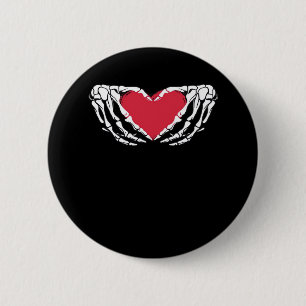 Funny Skeleton Heart Hands Classic Look 6 Cm Round Badge