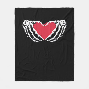 Funny Skeleton Heart Hands Classic Look Fleece Blanket