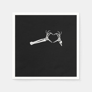 Funny Skeleton Heart Hands Halloween Costume Napkin