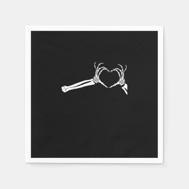 Funny Skeleton Heart Hands Halloween Costume Napkin (Front)