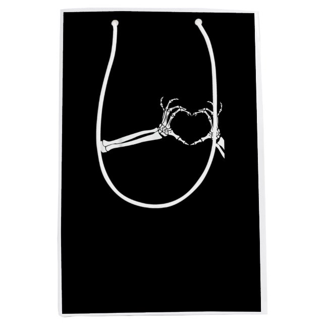 Funny Skeleton Heart Hands. Halloween Costume Skel Medium Gift Bag (Front)